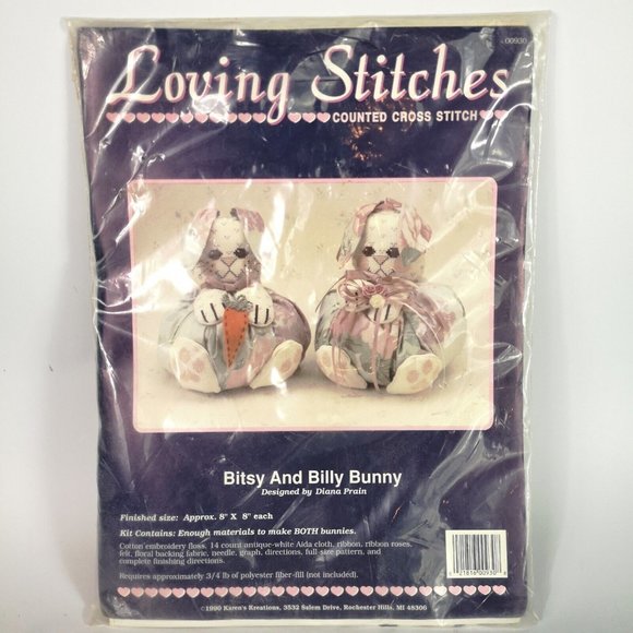 Cross stitch kit, Easter bunny plush, Sewing kit, Needlepoint Easter kit - Picture 1 of 3